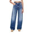 thumbnail image 4 of Women's Jeans High Rise Stretch Fit Plus Size High Waisted Wide Leg Vintage Washed Loose Denim Pants with Pockets, 4 of 9