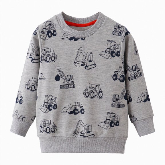 Splozh Sweatshirts for Boys Sweatshirt Warm Long Sleeve Children Fun Cute Print Fashion Warm Sweatshirt,Grey,5-6 Years