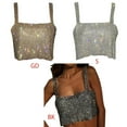 thumbnail image 2 of Women Glitter Rhinestone Crop Top Metal Diamond Backless Vest Party Clubwear, 2 of 16