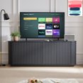 thumbnail image 3 of Sideboard Storage Cabinet TV Stand with wave pattern Buffet Cabinet Wooden Vertical Striped Cabinet for Kitchen/Bedroom/Entryway. Black, 64''W x 15''D x 24''H., 3 of 6