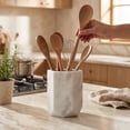 thumbnail image 4 of Elborse Marble Utensil Holder 6.5 inches White Spoon Holder for Kitchen Counter, Ideal Kitchen Utensils Set Organizer For Farmhouse Kitchens Decor, Cooking Utensil & Spatula Set, 4 of 6