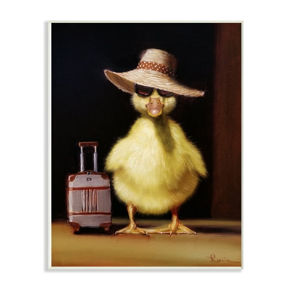 The Stupell Home Decor Collection Little Vacation Chick Ready to Travel Painting Wall Plaque Art, 12.5 x 18.5