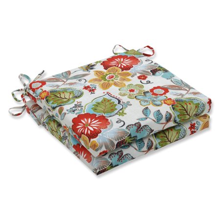 Set Of 2 Rustic Floral Print Outdoor Patio Square Corners Seat