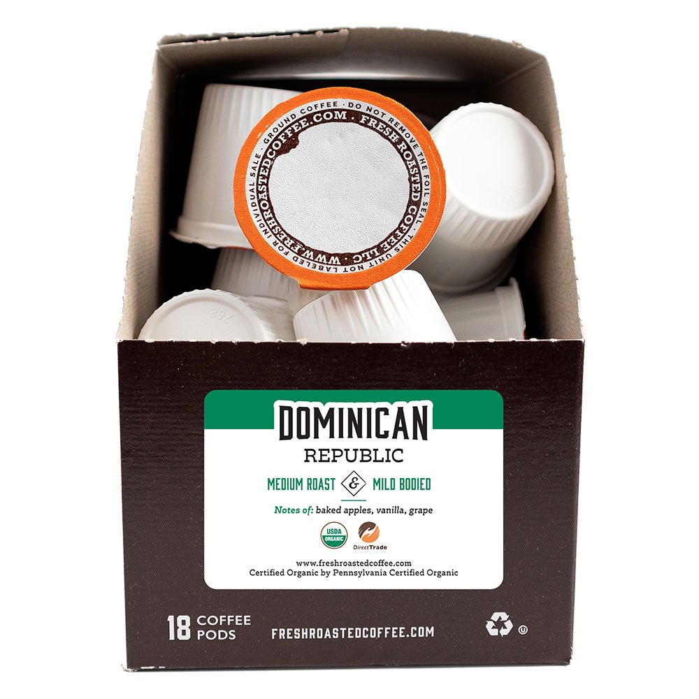 Fresh Roasted Coffee, Organic Dominican Republic Coffee Pods, Medium