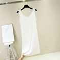 thumbnail image 2 of Wyobmus Full Slips for Women Slip Dress for Under Dress Sleeveless Tank Top Underdress Solid Color Wide Straps Comfy Modal Sleepshirt D-White*, 2 of 5