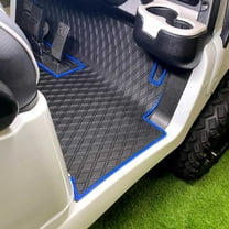 Xtreme Mats Club Car Golf Cart Mat, Full Coverage Golf Cart Floor Liner Mats - Fits Club Car Models Precedent (2004-2023)/Onward & Tempo (2017-2023)/Villager & V4L (2019-2023) - Black with Blue Trim