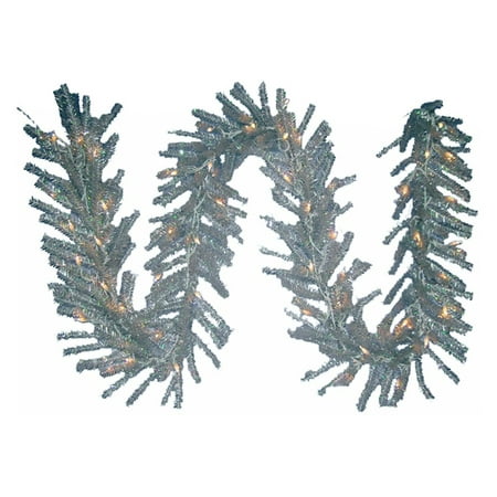 Pre-Lit 9 ft. Silver Ice Garland with Clear Lights