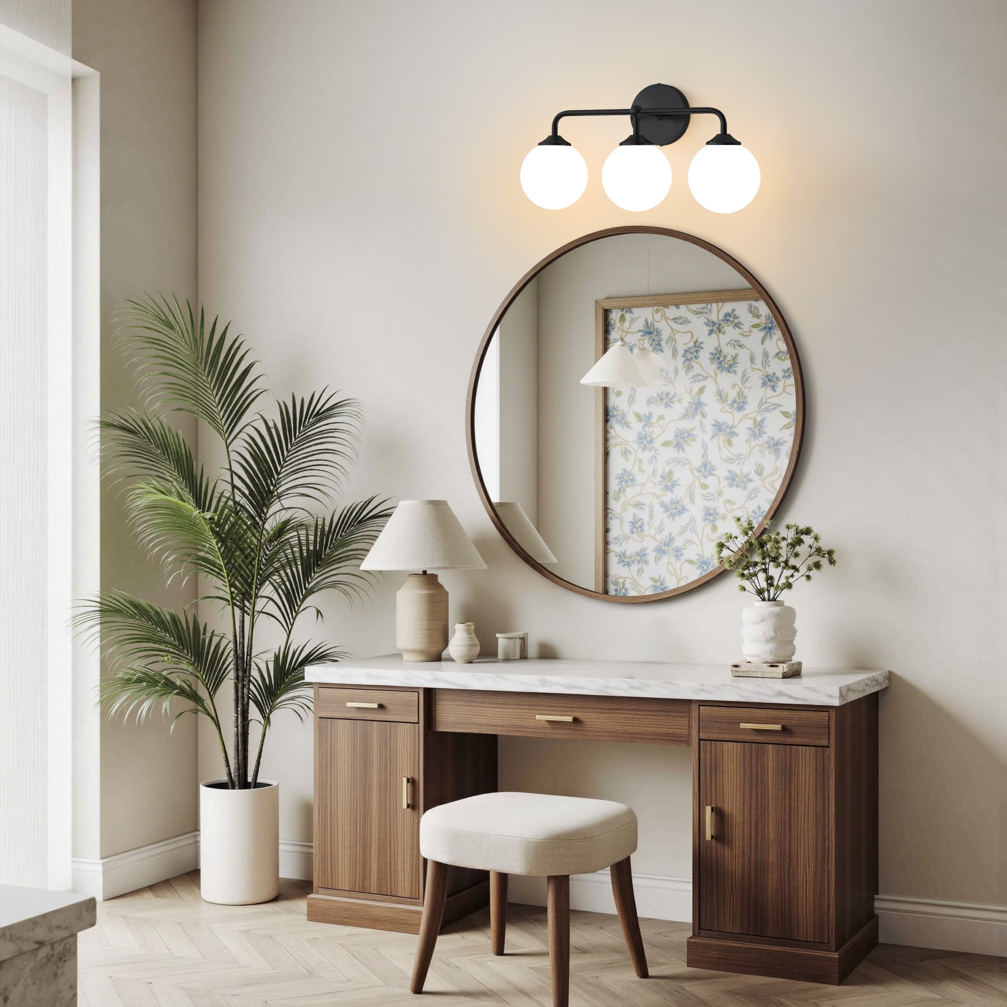 Modern Minimalist Style Vanity Lights Black 3 Light  Bathroom Vanity Light Fixtures