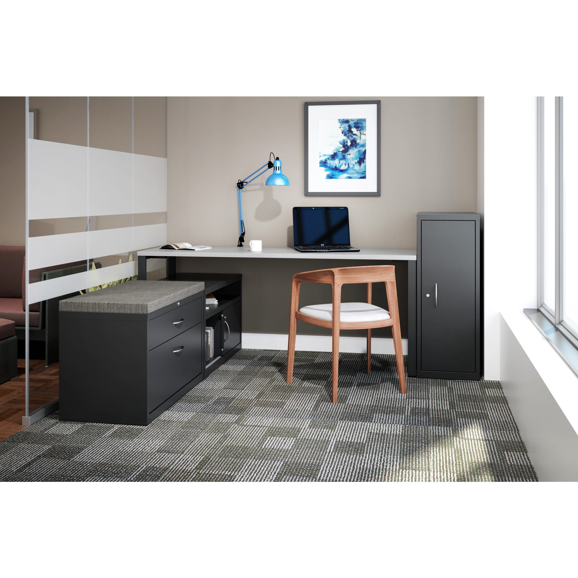 Hirsh 36 inch Wide 2 Drawer Box-File Low Credenza Metal Lateral File Cabinet for Home and Office, Holds Letter, Legal and A4 Hanging Folders, Charcoal