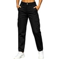 thumbnail image 2 of KIHOUT Womens Multi Pocket Cargo Pants High Waisted Straight Leg Solid Color Casual Hiking Pants with Flap Pockets Outdoor Trouser Slim Fit, 2 of 7