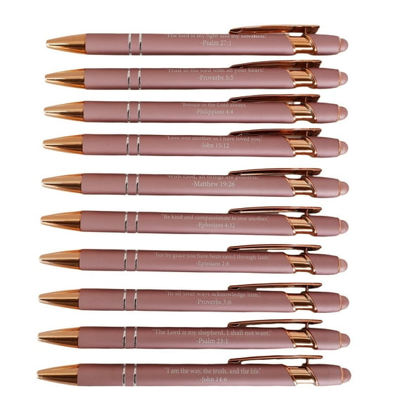 Bible Verse Ballpoint Pen Set – 10pcs Encouragement Pens with Stylus Tip for Writing and Touchscreens – Meaningful Gift for Christians and Bible Study Groups