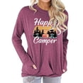 thumbnail image 2 of Camiseta Cuello Redondo Manga Larga Bolsillo Estampado Cómoda Blusa Casual para Mujer Amaranto M, 2 of 6