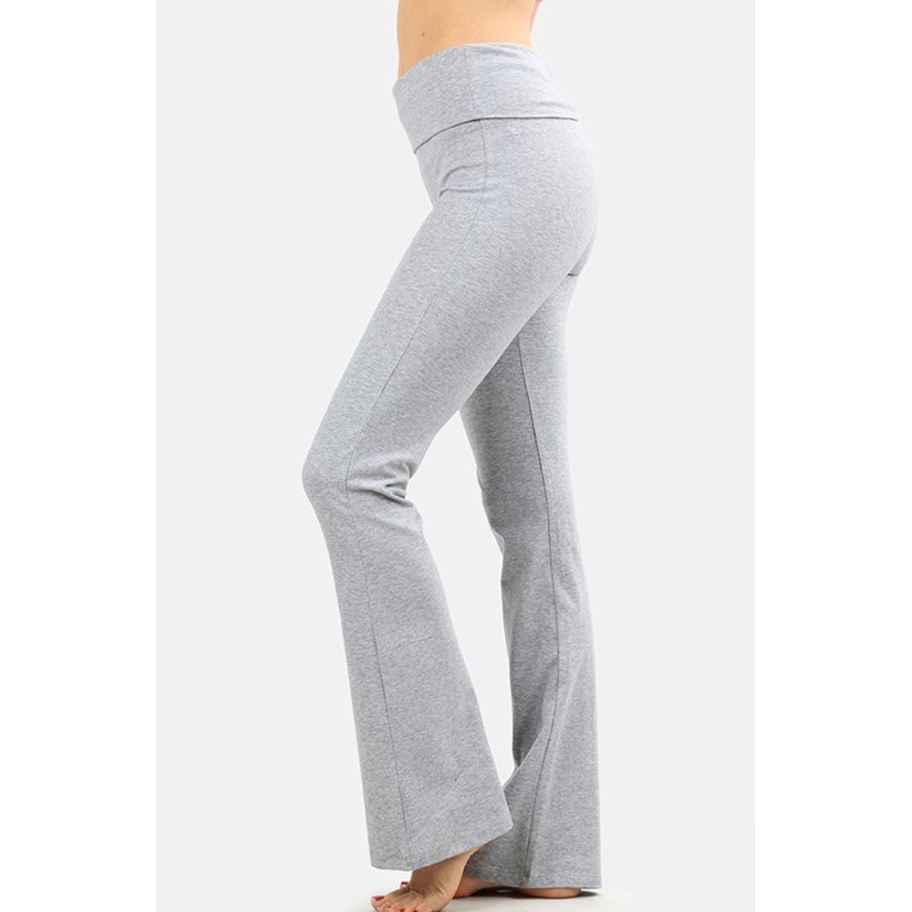 Appleletics Women's Solid Cotton Yoga Pants with Fold Down Waist