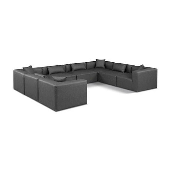 Meridian Furniture Cube Grey Vegan Leather 8-Pc. U-Shaped Modular Sectional