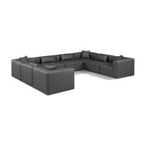 Meridian Furniture Cube Grey Vegan Leather 8-Pc. U-Shaped Modular Sectional