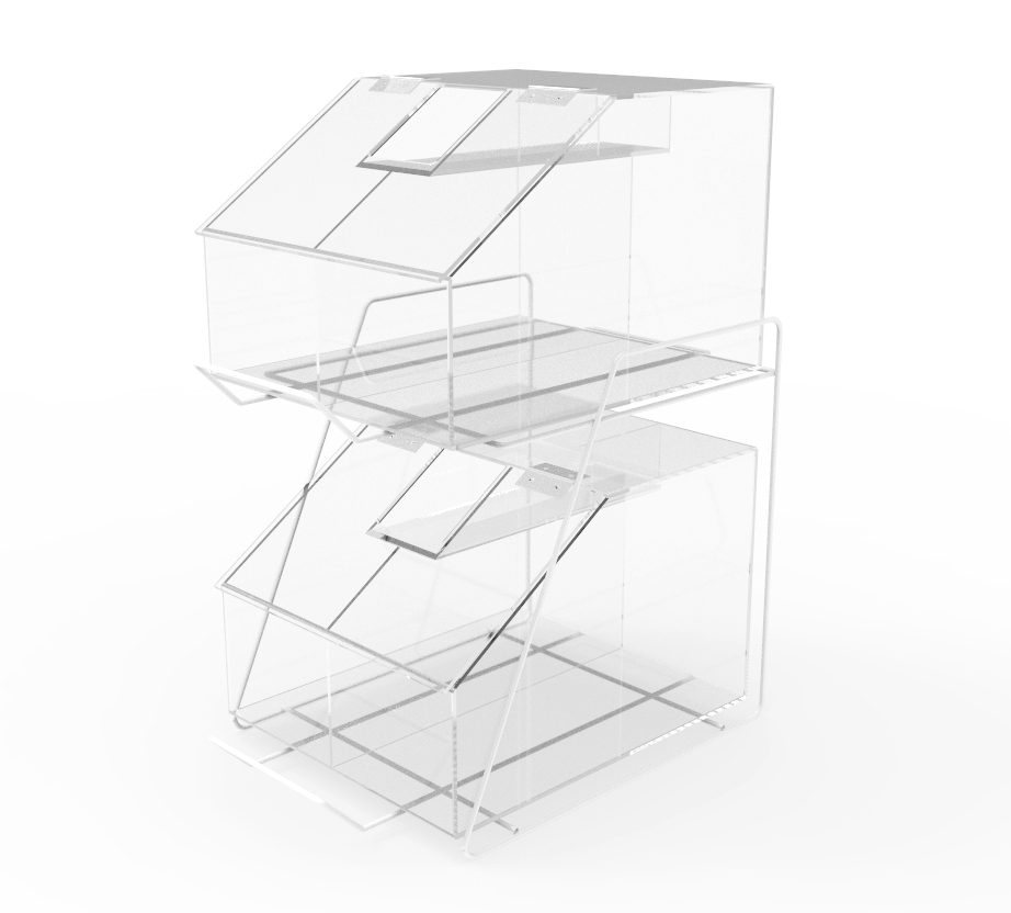 FixtureDisplays® TwoTier Metal Candy Bin Display Rack Plaxiglass