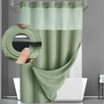 thumbnail image 4 of Hook-Free Double-Layer Shower Curtain Set with Detachable Liner – Waffle Weave Design (Brown,183CM*190CM), 4 of 10