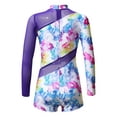 thumbnail image 2 of iiniim Kids Girls Long Sleeve Gymnastic Leotard Ballet Dance Biketard Short Unitard Dancewear 6-16 Floral 8, 2 of 7