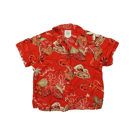 

Pre-owned Gap Boys Red | Tan | White Button Down Short Sleeve size: 18-24 Months