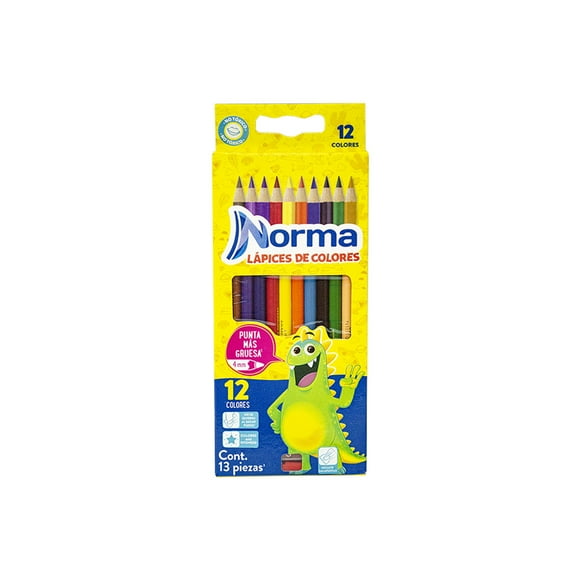 Lapices De Colores Escolares Norma Redondo 12 Piezas