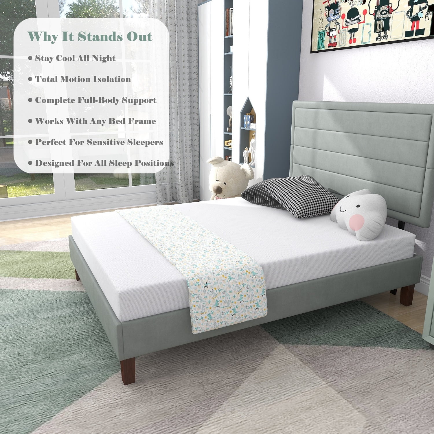 Beddle Full Mattress, 6 inch Medium Firm Gel Memory Foam Bed Mattress in a Box, Apartment