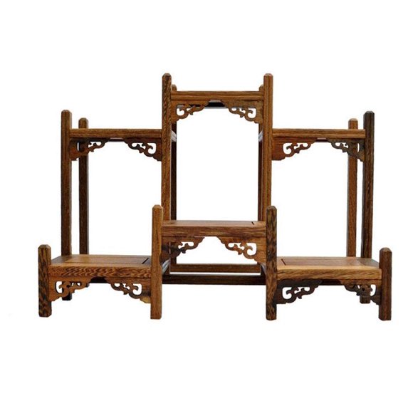 NWFashion Support d'Affichage en Bois Chinois Assemblage Symétrique Court Curio Étagère (1)