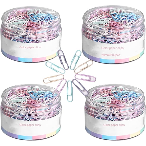 Yazoeia Pinces à Papier Tailles Moyennes, Pince à Papier Colorée Mignonne pour Papier, Fournitures de Bureau, Pinces à Papier Colorées 29Mm, pour Stockage Alimentaire, Sacs, Pinces à Classeur, 2000 Pcs CJC912-142685