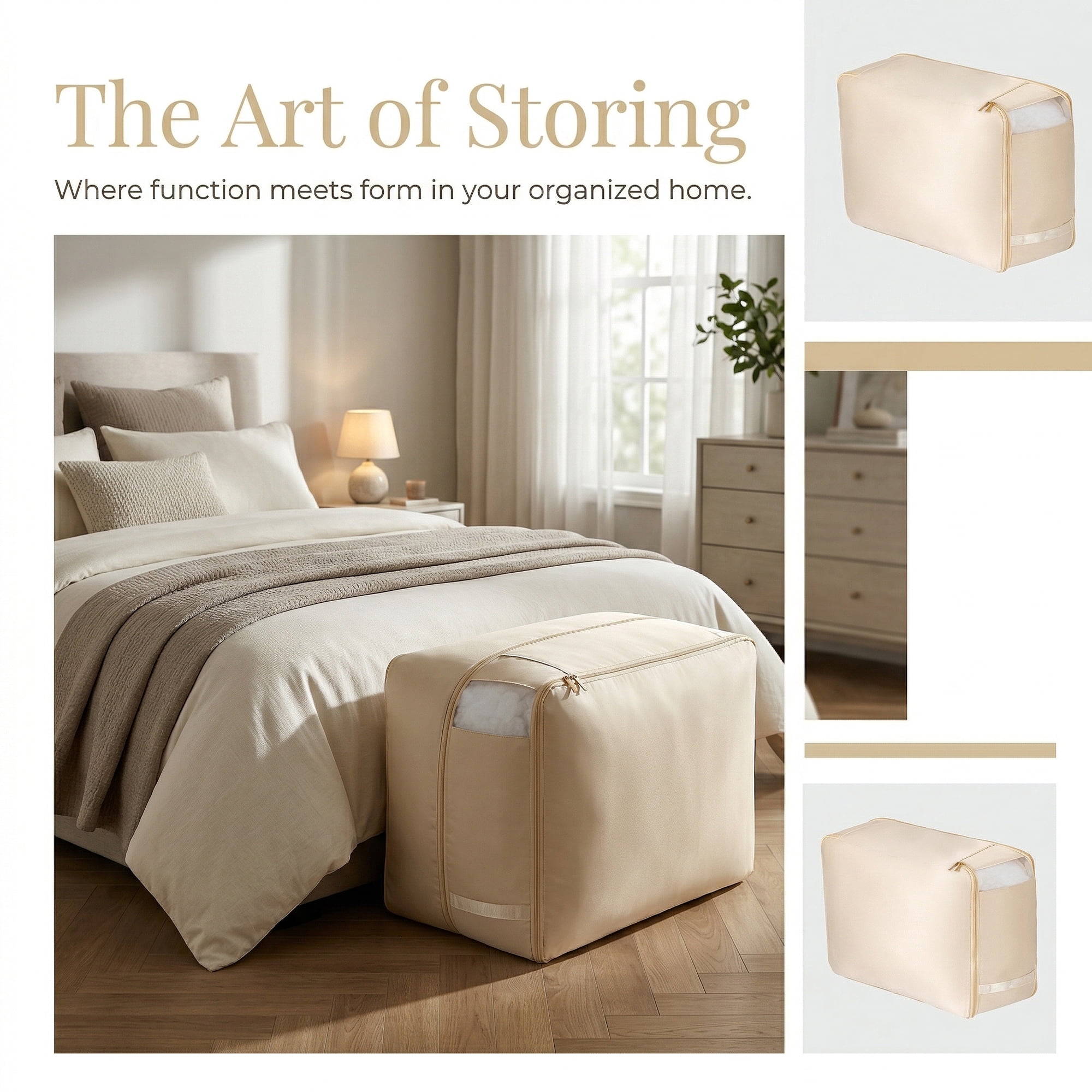 Unique Bargains Storage Bag for Organizing Closet with Handles Beige 20.5"x16.5"x19.7"