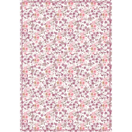 Pink Floral Vinyl Mat  Rectangle  3.2 x4.8