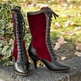 thumbnail image 6 of IUJSOY Mid Calf Victorian Boots for Women Lace up Wide Calf Vintage Boots Witch Boots, 6 of 9