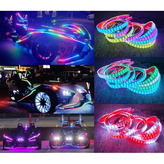 Tzvmny Lighting Factory - Double Row 8PCS 6.5FT 78" Dream Color CHASING LED For Car Underglow Light Strips Bluetooth   Remote Waterproof