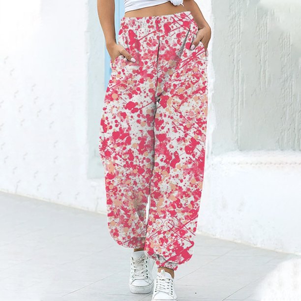 Pantalones casuales de mujer con estampado digital de teñido anudado gradual de moda de primavera y otoño, pantalones Harlan de estilo callejero, pantalones deportivos