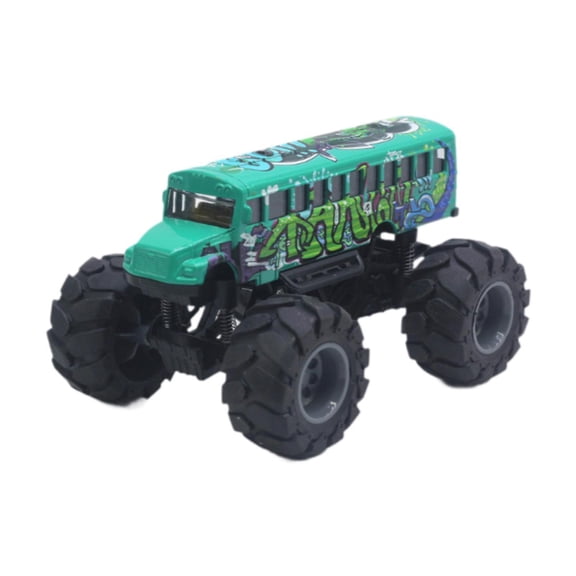 Juguete de autobús escolar aleación de automóviles monstruos sólidos sólidos camiones creativos de camión de juguete de juguete de juguete retrocedida Verde