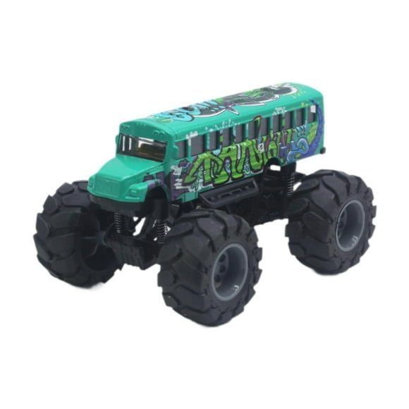 Juguete de autobús escolar aleación de automóvil monstruo camión creativo sólido vehículos portátiles vehículos de camión fundido para niños regalos Verde