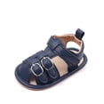 thumbnail image 6 of LOVZFMLL Infant Baby Boy Girl Summer Sandals Soft Sole Closed Toe First Walkers Shoes for Crib Prewalkers Outdoor Flat Shoes Blue 0-6 Months, 6 of 9