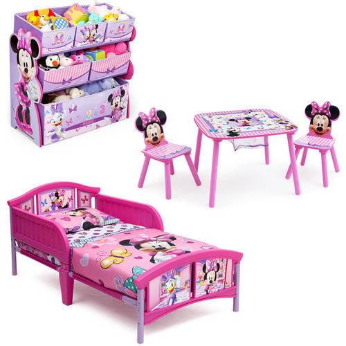 disney minnie mouse bedroom set with bonus toy organizer - walmart