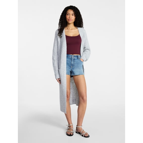 No Boundaries Ribbed Open Front Duster, Women’s XXS-XXL