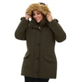 thumbnail image 4 of Soularge Women's Plus Size Puffer Jacket Quilted Winter Coat Warm Hooded Winter Jacket Army green 5X, 4 of 7