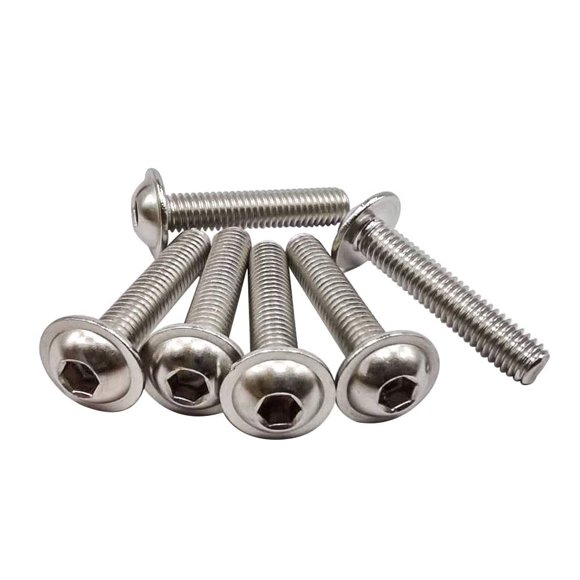 M5-0.8 x 16 mm Arandela con brida Cabeza de botón Tornillos de cabeza hueca Acero inoxidable 304 18-8 Allen Hex Drive Rosca completa Rosca gruesa UNC 50 PCS