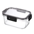 thumbnail image 1 of Contenedor de almacenamiento de alimentos con tapa, contenedor grande negro con hebilla, contenedor de preparación de comidas ABS transparente y ajustado para nevera sobrante de cocina, 1 of 10