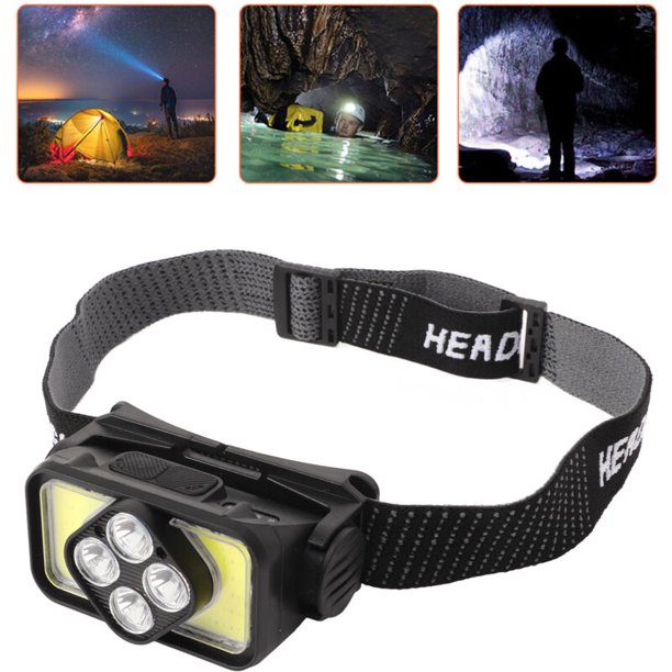USB Rechargeable COB LED Headlamp with Motion Sensor, IPX4 Waterproof, Compatible with Outdoor Activities Like Fishing and Camping
