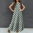 thumbnail image 5 of Summer Dresses for Girls with Pockets Size 6-12 Toddlers Kids Trendy Stripe Printed Short Sleeve Crew Neck Going-Out Long Maxi Dress, 5 of 7