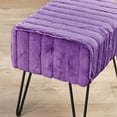 thumbnail image 7 of Home Soft Things Super Soft Faux-Fur Upholstered Stool Ottoman, Paisley Purple, 19"x13"x17", 7 of 7