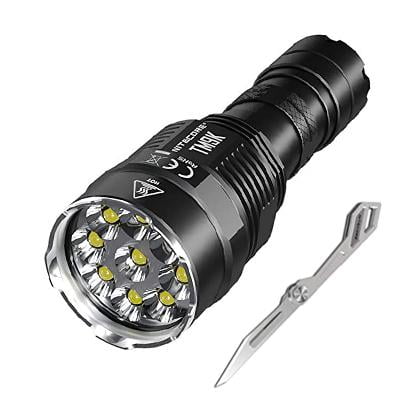 Combo: Nitecore TM9K Type-C Rechargeable LED Flashlight - 9500 Lumens - Battery Pack Included w/ NTK05 Small Folding Knife