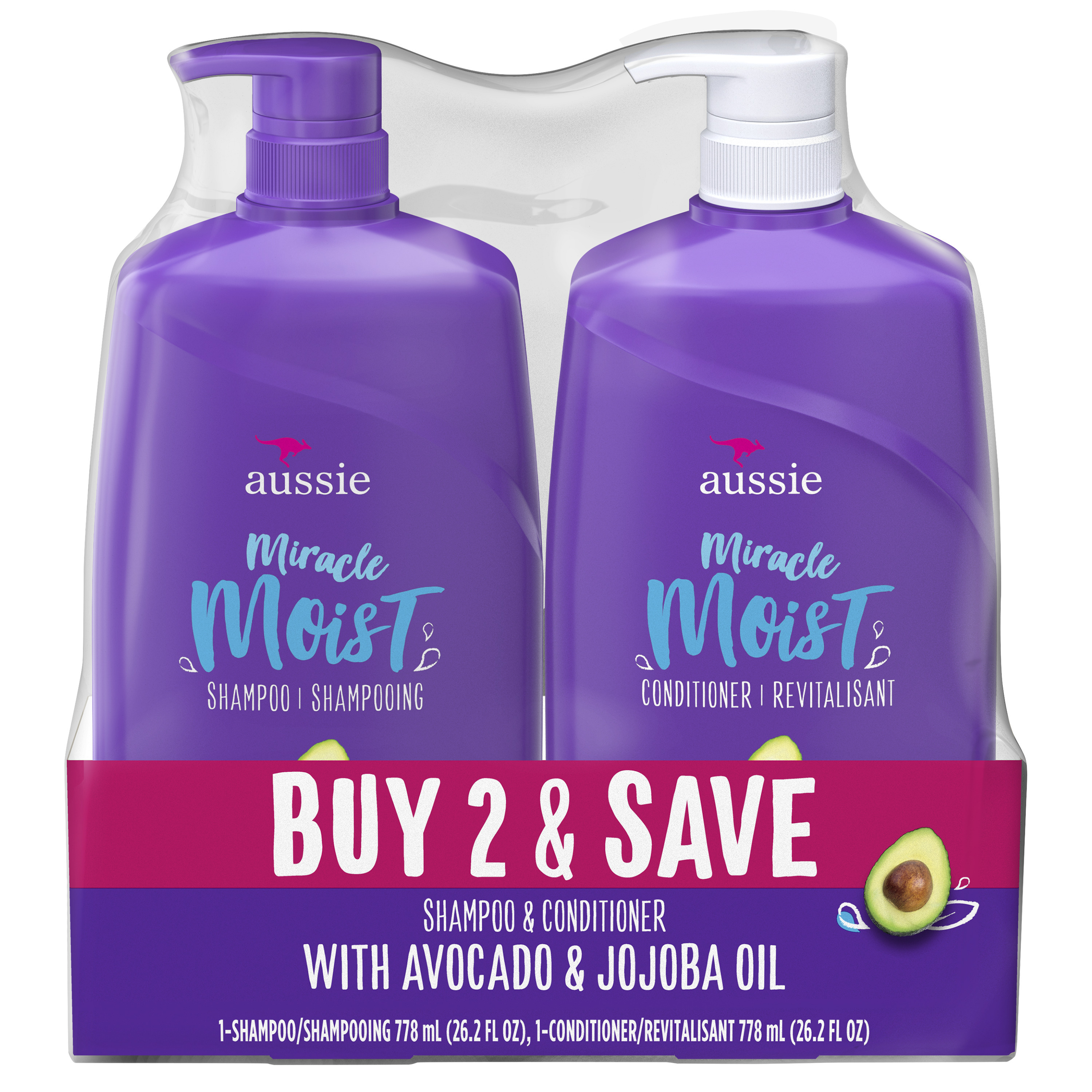 Aussie Miracle Moist Shampoo and Conditioner Hair Set, 26.2 fl oz - image 3 of 9