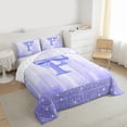 thumbnail image 3 of jejeloiu Purple Monogrammed PFull Size Comforter Sets,Ribbon Bowknot Bow Bedding Sets For Girls Teens Reversible 3pcs, 3 of 8