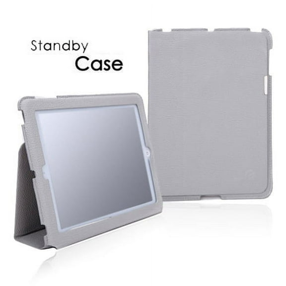 Gray PU Leather Slim Portfolio Case Compatible With iPad 4 3 2