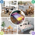 thumbnail image 5 of Colorful Watercolor Stripe Pattern Rectangle Tablecloth 60"x120",Waterproof Polyester Rectangle Table Cloth, Wipeable Spillproof Polyester Tablecloth for Dining, Camping, Indoor and Outdoor, 5 of 6