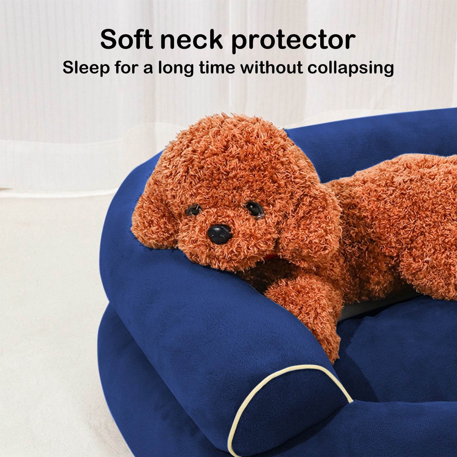 Suede Orthopedic Dog Bed for Small to Medium Dogs, Soft Pet Couch Bed with Sides, Non-Slip Bottom, Blue