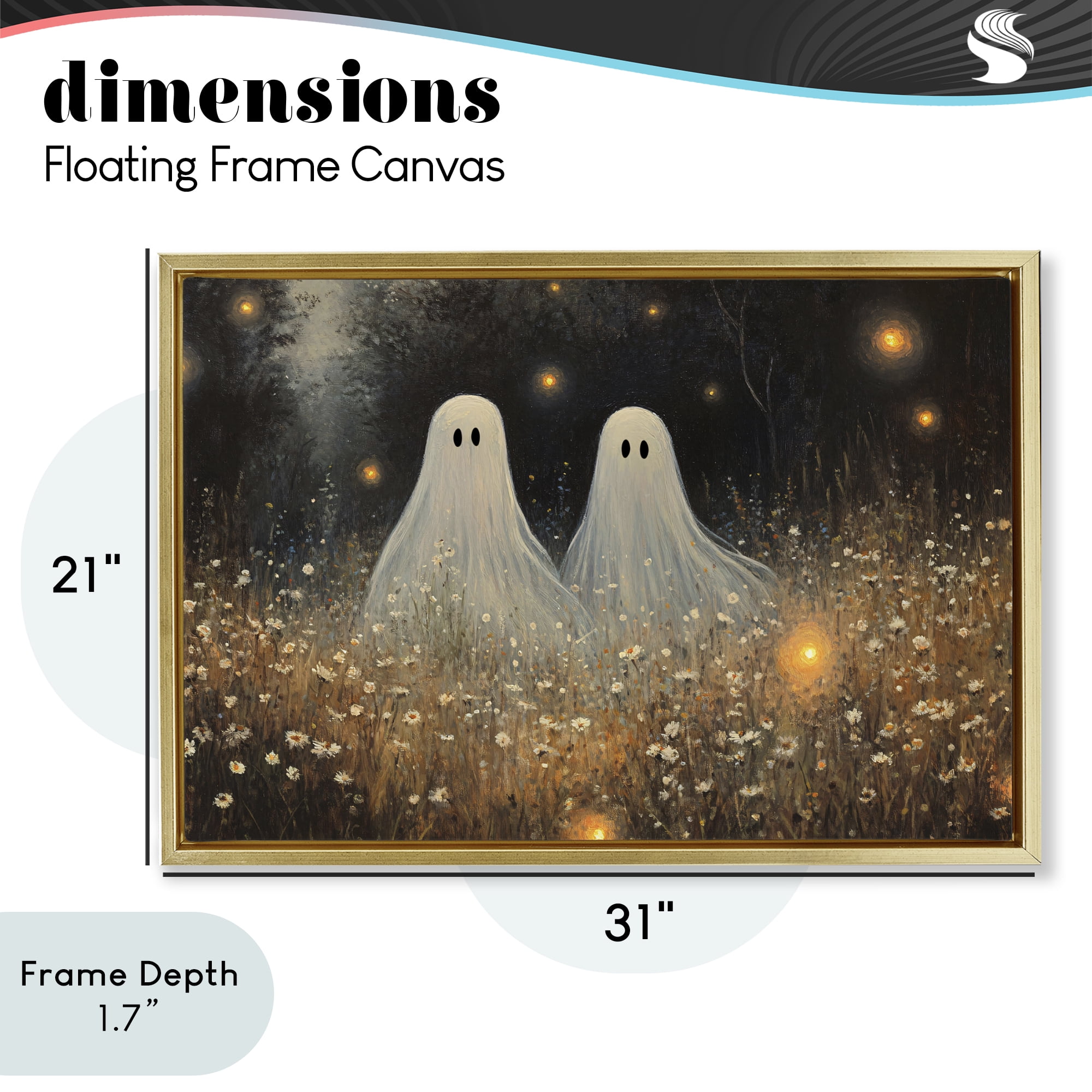 Stupell Industries Ethereal Ghost Twins Gold Framed Floater Canvas Wall Art, design by Jacky Ngan